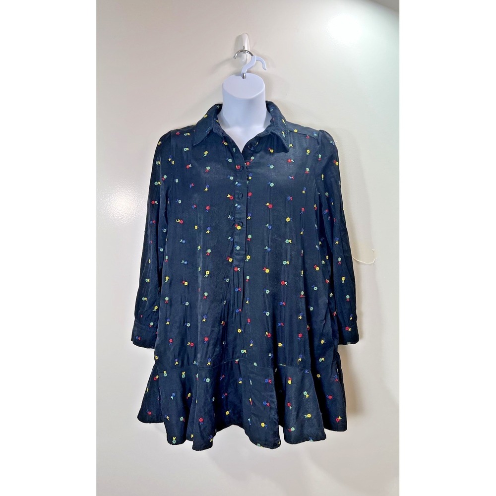 Tuckernuck Womens Embroidered Floral Shirt Dress M Resort Coastal Grandma Preppy